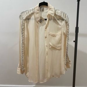 NWT Haute Hippie nude button up shirt size xs